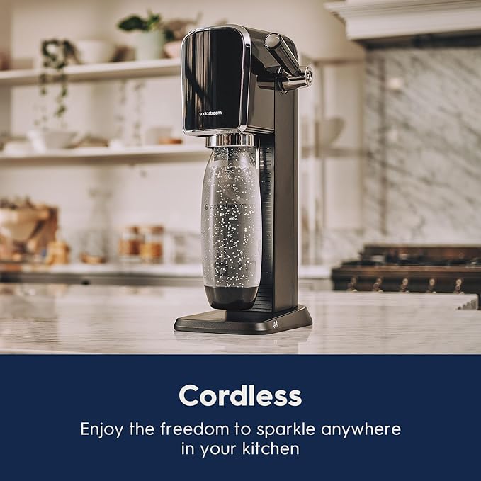 SodaStream - ART Sparkling Water Maker | STARTER KIT | CQC CO2 system | Includes 1x CO2 Cylinder, 1x32 & 1x16 Fl Oz Dishwasher Safe Bottles, 1x Bubly Flavor Drop | Combine with Pepsi Flavors | Black