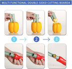 Pepper Corer, 2 in 1 Red Bell Pepper Seed Corer Remover Tool, Fruit & Vegetable Corers Quick Cave Tools for Jalapeno Cutter Deseeder, S-Blue, 3 PCS