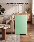 Upstreman 3.2 Cu.Ft Mini Fridge with Freezer, Single Door Mini Fridge, Dorm Fridge, Adjustable Thermostat, Mini Refrigerator for Bedroom, Office, Dorm, Green-BR321