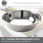 American Metalcraft SSB800 Stainless Steel Mixing Bowl - Durable, Commercial-Grade, Metal Bowl For Mixing - Wide-Rim, Stackable, Dishwasher Safe, 8qt, Silver