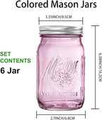 WELLIFE 6PCS 32 oz Mason Jars Wide Mouth-Vibrant Colored Glass Jars for Canning, Food Storage, Fermenting & DIY Craft. Glass Jar with Lid, Airtight & Durable