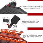 Electric Raclette Grill & Korean BBQ - 8 Non-Stick Cheese Trays, 1300W with Temperature Control, Dishwasher-Safe Indoor Grill for Family Gatherings & Interactive Dinner Parties