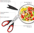 iBayam Kitchen Scissors All Purpose Heavy Duty 2 Pack with Protective Sheath, Stainless Steel Shears Kitchen Utensils Set for Cutting Food Cooking Meat Poultry Dishwasher Safe Soft Comfort-Grip