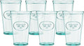 Amici Home Bee Hiball Glass | 16 Oz | Italian Made, Recycled Glass with Green Tint | Drinking Glass with Embossed Bee Design for Water, Juice, Cocktails (Set of 6)