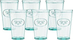 Amici Home Bee Hiball Glass | 16 Oz | Italian Made, Recycled Glass with Green Tint | Drinking Glass with Embossed Bee Design for Water, Juice, Cocktails (Set of 6)