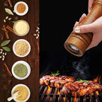 Gulex® Wood Pepper Grinder Pepper Mill,Adjustable Coarseness 8 Inch Wooden Peppermill, Ceramic Grinding Mechanism Salt Mill Refillable (1 pack) (Dark-1PC)