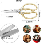 CGBE Kitchen Scissors All Purpose Heavy Duty, Ultra Sharp Stainless Steel Kitchen Shears Dishwasher Safe, Cooking Shears for Chicken, Poultry, Fish, Meat, Herbs & Grapes with Non-Slip Grips - Gold