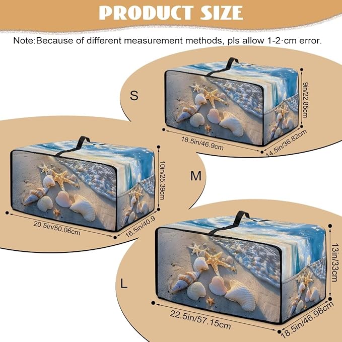 Beach Starfish Shell Print Toaster Oven Scratch-resistant Cover, Heat-resistant Small Appliance Cover for Kitchen Counter with Storage Pockets (Medium-16.1 * 19.71 * 10 inches)