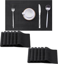 Leetaltree Black Frame Placemats Set of 24 - Heat Resistant Non-Slip Place mats for Dining Table, Washable Durable PVC Vinyl Woven Table Mats(Black Frame, 24)