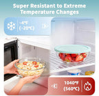 WhiteRhino Glass Mixing Bowl with Lids Set of 5, 0.2, 0.5, 1.1, 2.1, 3.75 QT, Large Salad Bowls with BPA-Free Lids, Space-Saving Nesting Bowls for Kitchen Food Storage, Glass bowl for Cooking, Baking