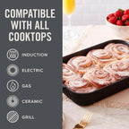 Zakarian x Dash Nonstick Cast Iron Baker - Oven-Safe Baking Pan for Pasta, Casseroles, Crumbles, and More - Easy-Release, Rust-Resistant, and Even Heat Distribution - Black, 9-Inch x 13-Inch