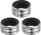 PATIKIL 3 Pcs Wine Bottle Collars, Stainless Steel & Velvet Felt Bottle Drip Ring Anti-overflow Wine Drip Catcher Accessories for Kitchen Bar Party Beverage, Black (Regular)