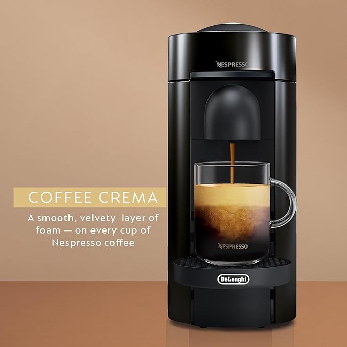 Nespresso VertuoPlus Coffee and Espresso Machine by De'Longhi with Milk Frother, Ink Black
