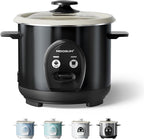 3-Cup Uncooked Rice Cooker Small - Ceramic Coating Non-Toxic Inner Pot, One-Touch Multifunction for Rice/Sauté/Yogurt, Dishwasher Safe, 1-3 People Size, Dark