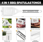 Grandpa Gifts, Grandpa Birtdhay Gifts from Grandkids Heavy Duty Grilling Accessories Kit for Backyard BBQ, Thick Stainless Steel Grill Utensils with Non-Slip Handle Tool on Christmas Grandparents Day