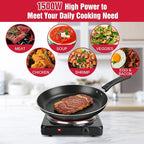 Electric Countertop Burner, 1500W Cooktop with Cast Iron Hot Plate, 5 Level Temperature Control, Easy to Clean, Indicator Lights, Cooking Stove for Office Home Camping RV