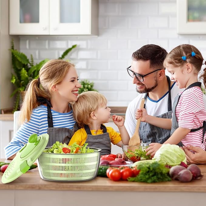 Salad Spinner Lettuce Spinner 4.4 QT Fruit and Vegetable Washer with Bowl and Mesh Basket for Washing, Spinning, and Draining