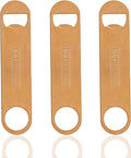 A Bar Above Bottle Opener, Bartender Tool, Flat Bar Blade Speed Opener, Heavy Stainless Steel Beer Cap Lifter With Thumb Hole, Dishwasher Safe Rust Resistant, Bartender Accessories, Cooper, Pack of 3