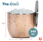 Snowfox XL - Insulated Ice Bucket with Lid/Scoops, Premium Vacuum Insulated Stainless Steel Ice Buckets for Parties, Ice Box, Home Bar Accessories, Parties Supplies, Bar Decor, 7L, Natural Teak