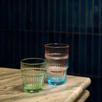 Bormioli Rocco Barshine 10.38 oz. Rocks Stackable Tempered Drinking Glasses, Set of 6, Ice Blue