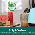 Cold Press Juicer Machines, Slow Masticating Juicer with 5.3" Extra Large Feed Chute Fit Whole Fruits & Vegetables, Self Feeding Effortless for Batch Juicing, BPA Free 250W (BrightBlue,1.8L)