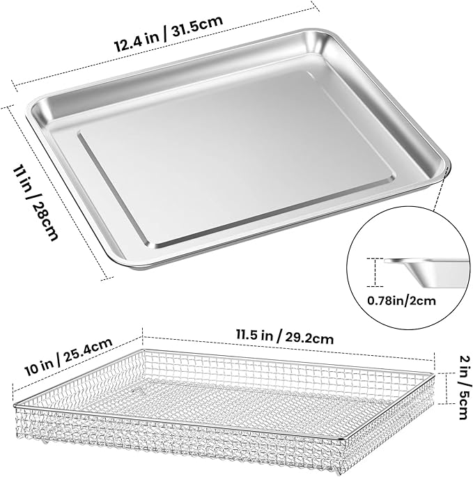 Stainless Steel Air Fryer Basket and Tray,Compatible with Cuisinart TOA-60 TOA-65 TOA-70 Toaster Air Fryer Convection Oven
