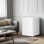 Antarctic Star 2.6 Cu.Ft.Compact Refrigerator with Freezer, Mini Fridge Single Door with Adjustable Thermostat,Removable Glass Shelves for Apartment,Dorm,Office,Kitchen，WHITE