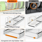 MUDEELA Pots and Pans Organizer Rack for under Cabinet, Expandable Pot Lid Kitchen Cabinet Organizer Holder with 10 Adjustable Compartment Cutting Board Organizer for Pan Lid Cookie Sheet Rack, Silver