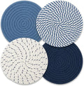 Trivets for Hot Dishes, Hot Pads for Kitchen, 7'' Trivets for Hot Pots and Pans, Pot Holders for Kitchen, Pot Holders Heat Resistant 4-Pcs, Kitchen Essentials for New Home (Blue)