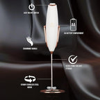 Zulay Kitchen Executive Series Luxury Gift Milk Frother with 4 Duracell Batteries – Handheld Electric Foam Maker for Coffee, Lattes & Hot Chocolate – Deluxe Finish, Ultimate Gift for Coffee Lovers