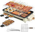 1500W Electric Indoor Grill, 3 in 1 Smokeless Korean Barbecue Grill with Net & Non-Stick Removable Plate and Velcro, Temperature Control & Dishwasher Safe, Smokeless Korean BBQ for Kitchen Party