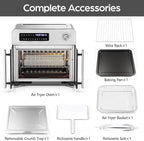 OSTBA French Door Air Fryer Toaster Oven Combo, 24 QT Extra Large Capacity 10-in-1 Airfryer Oven, 30% Faster 90% Less Oil, 102 Recipes & 7 Accessories, Stainless Steel