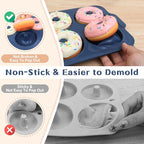 Nonstick Silicone Donut Pan: 4 Inch Doughnut Pan with Metal Frame - Silicone Donut Molds for Baking Gluten Free Glazed Vegan Protein Donuts Bagel - for Oven Kitchen - Home Bakers Housewife