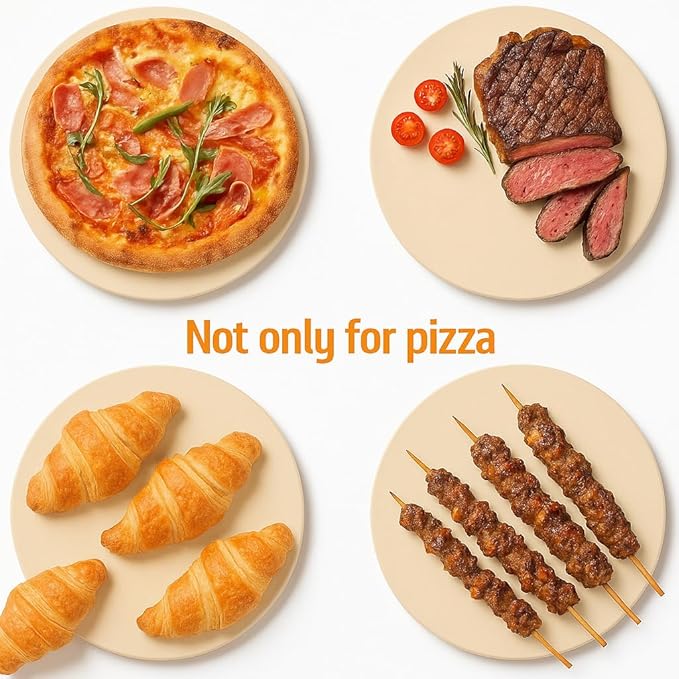 Large Pizza Stone Round 14", Heavy Duty Cooking Stone for Grill, Baking Pizza Stone for bread, Ideal for Grilling Baking Several Sizes of Pizzas