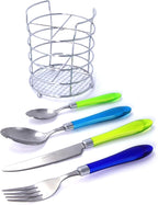 The Original Brink House Sea Blue Green Mix & Match Stainless Steel Cutlery Set with Translucent Handles / 16 pieces with Metal Stand/Lifestyle utensils set for home, apartment, dorm, outdoor events