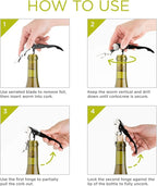 True Truetap Double Hinged Waiter's Corkscrew Wine Opener, Stainless Steel Wine Bottle Opener with Built In Foil Cutter, Home Bar Tools, Bar Cart Accessories, Wedding Gifts, Set of 1, Black