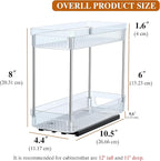 DABIGE 3 Pack Pull Out Spice Rack Organizer for Cabinet, 2 Tier Slide Out Spice Racks Organizer, Spice Cabinet Organizers, Cabinet Size Need:12'' High x 11'' Deep x 5'' Wide, Clear Acrylic