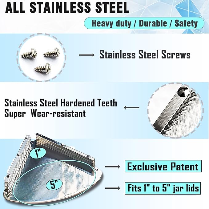 GOLDTREE Latest Stainless Steel Jar Openers for Seniors, Under Cabinet Jar Opener Tool for Weak Hands, Under Counter Jar Lid Cap Opener, Easy Grip