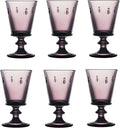 La Rochere Napoleon Bee Aubergine Stemmed Wine Glasses Set of 6 – Vintage French Glassware with Stable Base – Elegant, Durable Glasses for Confident Hosting and European-Style Tables (8 oz)