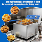 TOPKITCH 8L Professional Electric Fryer, 1800 W Commercial Electric Fryer Made of Stainless Steel with Basket, Temperature Control 80-200 °C, Fast Heating for Restaurant and Home