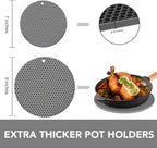 Joyhalo Trivets for Hot Dishes - Hot Pads for Kitchen, Silicone Pot Holders for Hot Pots and Pans, Silicone Mats for Kitchen Countertops, Table, Flexible Easy to Wash and Dry, Grey