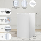 Antarctic Star 3.2 Cu.Ft.Compact Refrigerator with Freezer, Mini Fridge Single Door with Adjustable Thermostat,Removable Glass Shelves for Apartment,Dorm,Office,Kitchen，WHITE