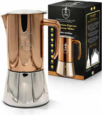 FIAMMA & FERRO Premium Italian Espresso Maker - 12-Cup (20oz) Stainless Steel Moka Pot, Copper PVD Finish, Induction Compatible, No Aluminum