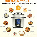 Simple Deluxe 6.34Qt 24-in-1 Electric Multi Cooker, Stainless Steel Pressure Cooker with Non-Stick Pot, Ideal for Slow Cook, Steam, Rice, Bake, Porridge, Meat & Poultry, Dishwasher Safe, Silver