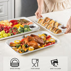 DELLING Serving Platter Set 18/16/14 Inch, Large White Porcelain Serving Trays for Entertaining, Rectangular Platters for Turkey Fruit Appetizer Party Wedding, Microwave Oven Dishwasher Safe, 3-Pack
