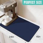 WISELIFE Coffee Mat Super Absorbent Dish Drying Mat Coffee Bar Accessories Large Drying Mats for Kitchen Counter 16" W x 24" L, Blue
