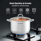 SUNHOUSE Stainless Steel Stock Pot - 11 Quart Heavy-Duty Induction Cooking Pot with Visible Lid for Pasta, Soup, Spaghetti - Nonstick Thick-Bottom Deep Stockpot for Canning, Boiling, and Simmering