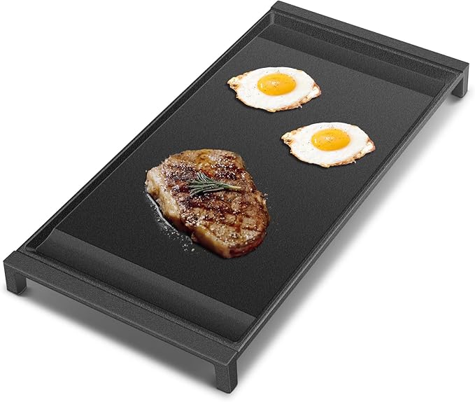 Upgraded WB31X24738 Cast Iron Griddle Replacement for GE Appliance Stove Range Cooktop, Nitrided Non-stick Coating, WB31X49806 Gas Stove Top Center Part for GE, 19.5"×9" Integrated Griddle Plate