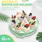 Ohuhu Cake Carrier with Lid and Handle, BPA-Free Cake Containers Cake Holder for 10 inch Cake with 2 Handles Cupcake Carrier - Plastic Cover Two Sided Base for Transport Pie Nuts Fruit Perfect Gifts
