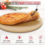Unicook Pizza Stone for Grill Oven, 15 Inch Round Baking Stone, Heavy Duty Cordierite Bread Cooking Pan, Thermal Shock Resistant, Ideal for Making Crisp Crust Pizza, Bread and More, Includes Scraper